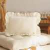 Velvet Pillow with Frills – White - big, soft, comfy, beautiful