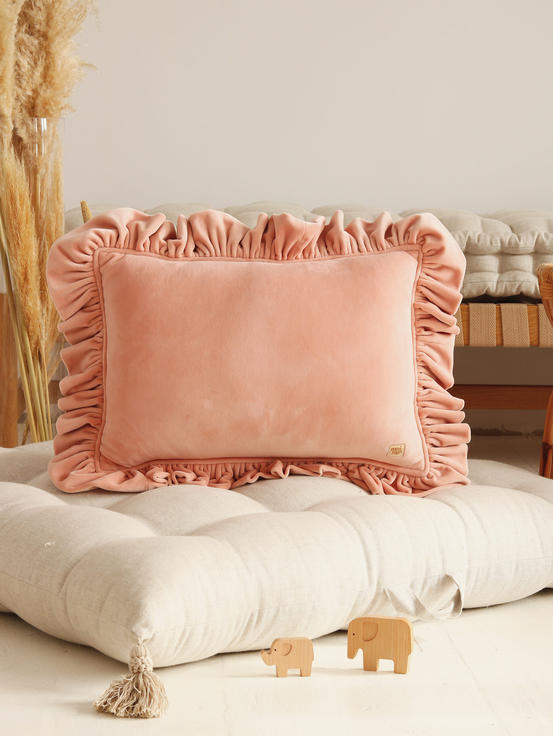 Velvet Pillow with Frills – April - big, soft, comfy, beautiful