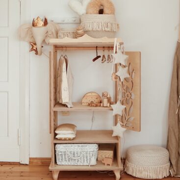 linen star garland decoration to beige and organic kids room
