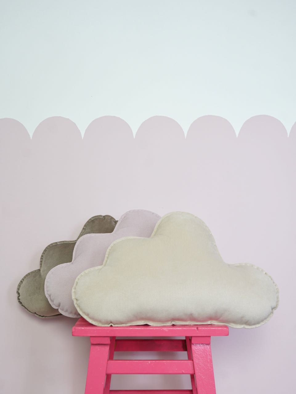 Cream Velvet Cloud Pillow for kids spaces