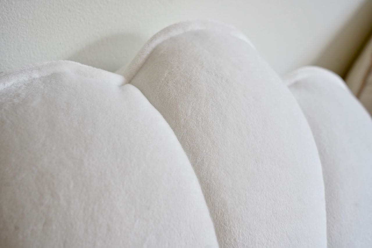 white velvet shell pillow detail
