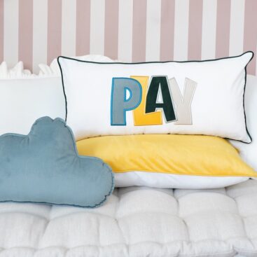 Play pillowcase - blue, green and grey mint cloud pillow