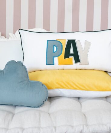 Play pillowcase - blue, green and grey mint cloud pillow