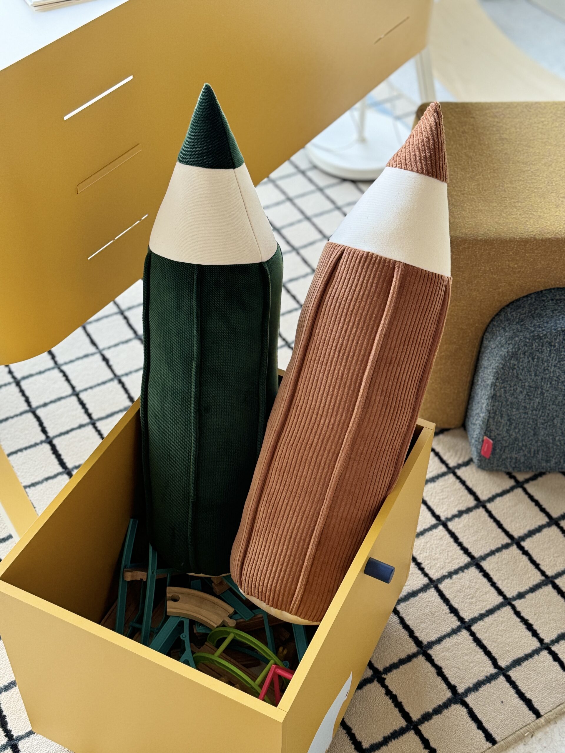 crayon pillows - green and brown