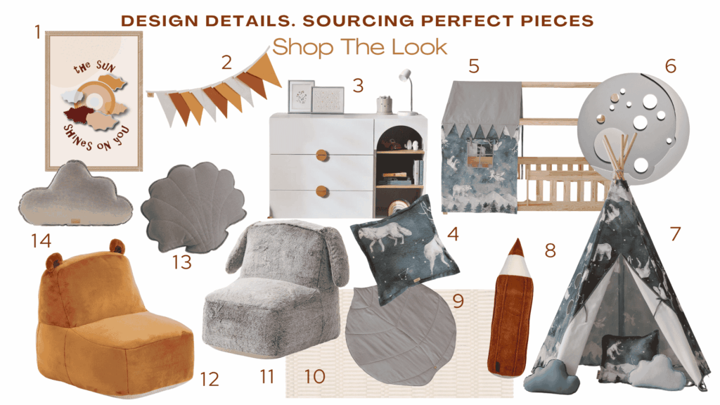 once upon a sky - gender neutral room concept for kids - sourcing list