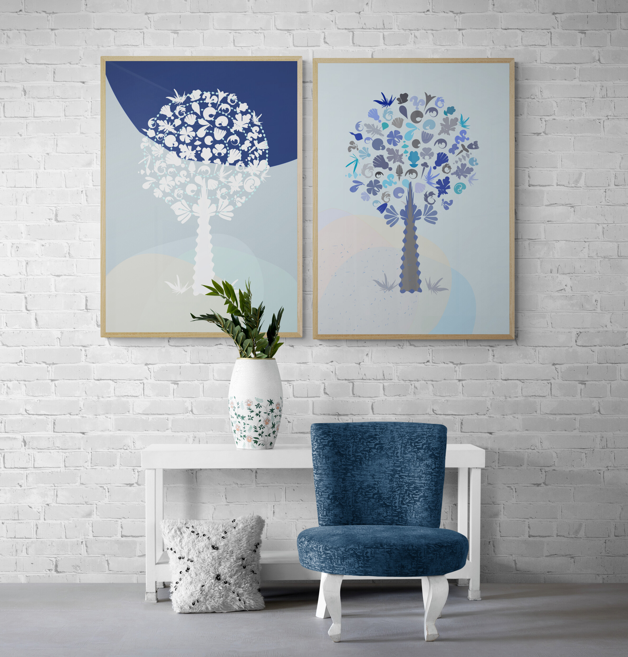 blue lovely trees posters