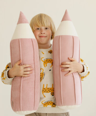 crayon pillow pink velvet