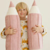 crayon pillow pink velvet