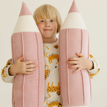 crayon pillow pink velvet