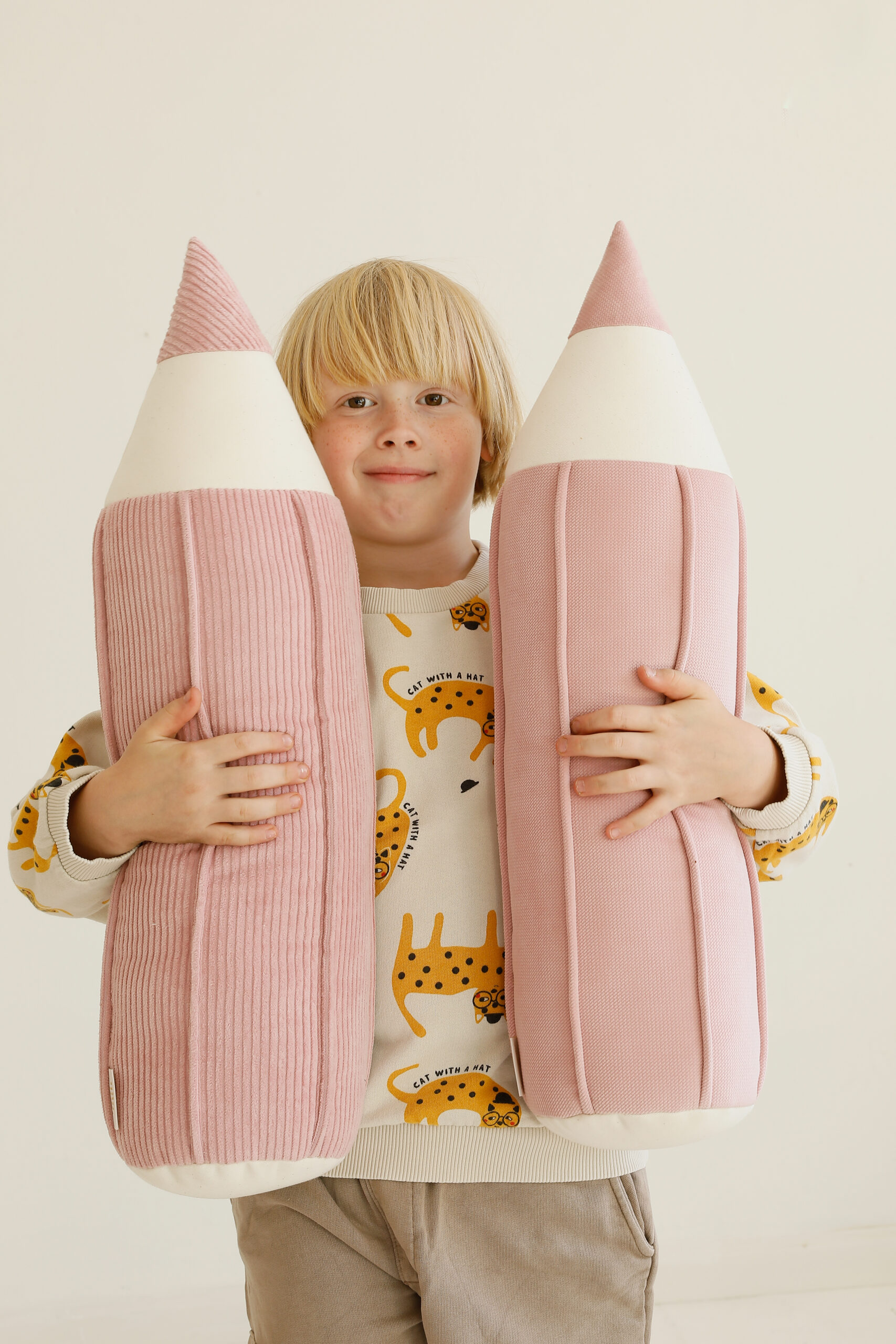 crayon pillow pink velvet