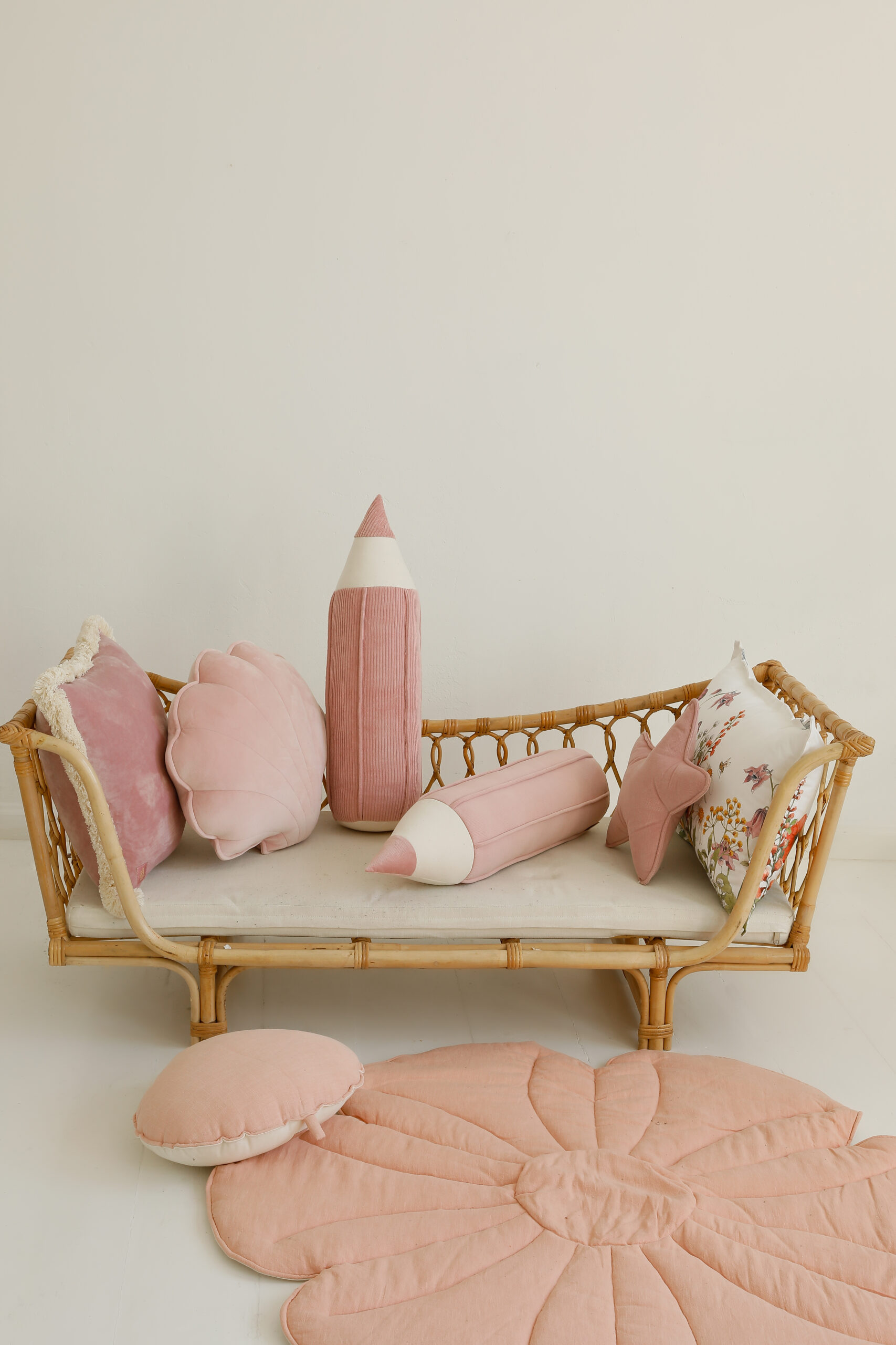 crayon pillow pink velvet