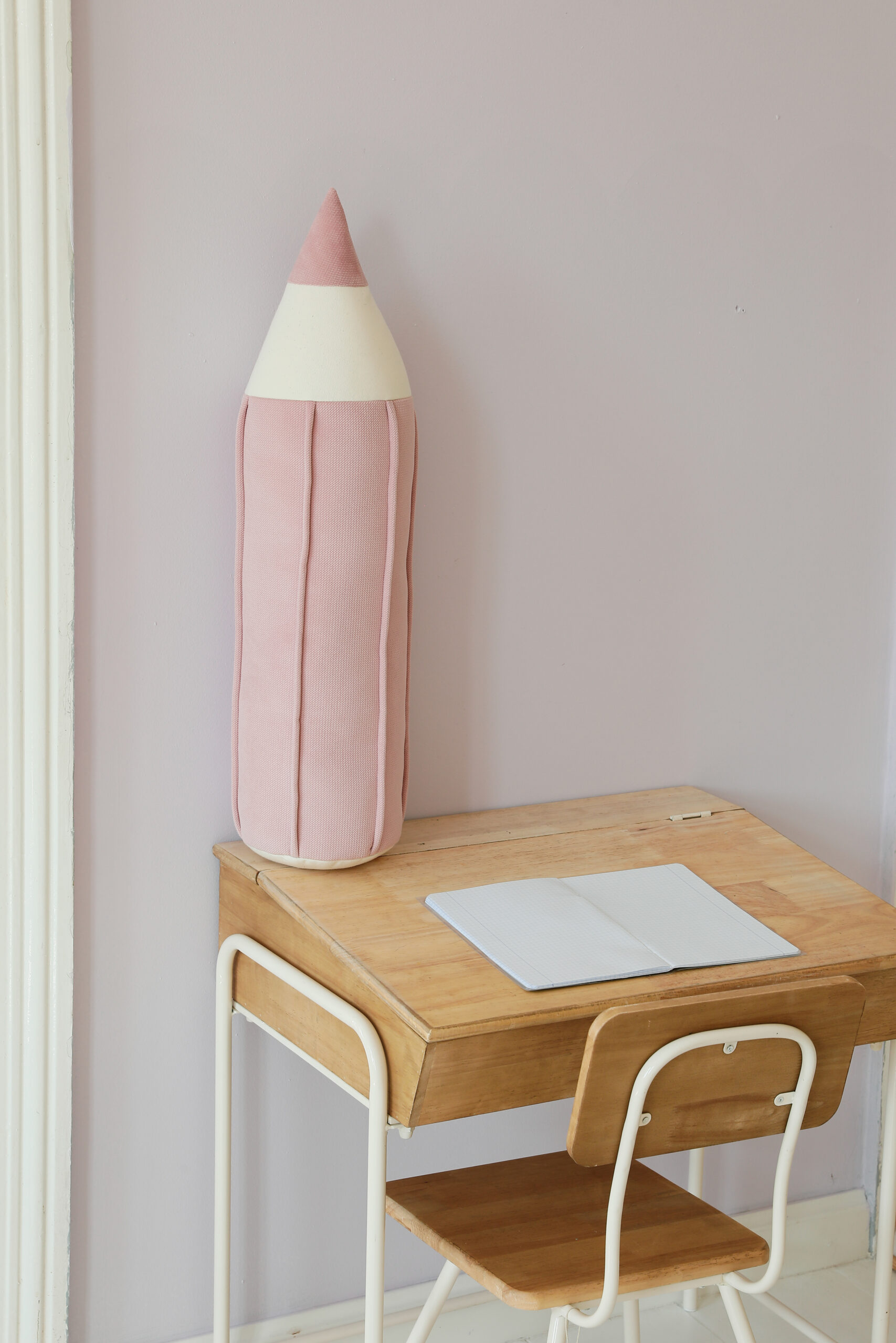 crayon pillow pink velvet