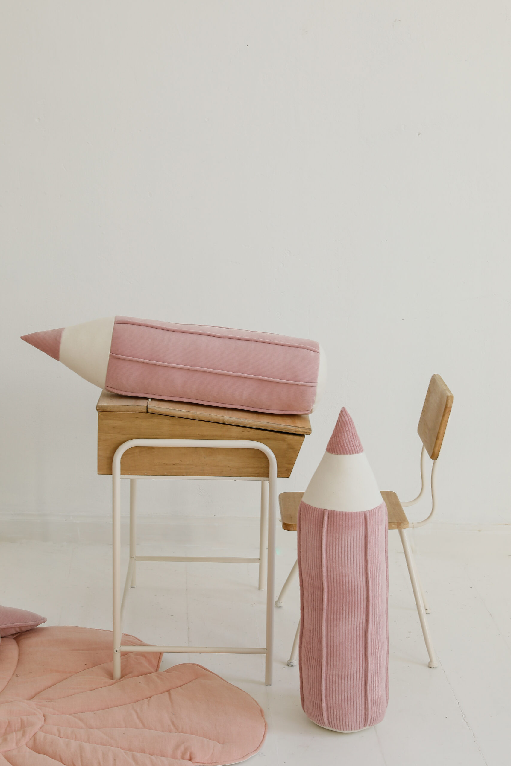 crayon pillow pink velvet