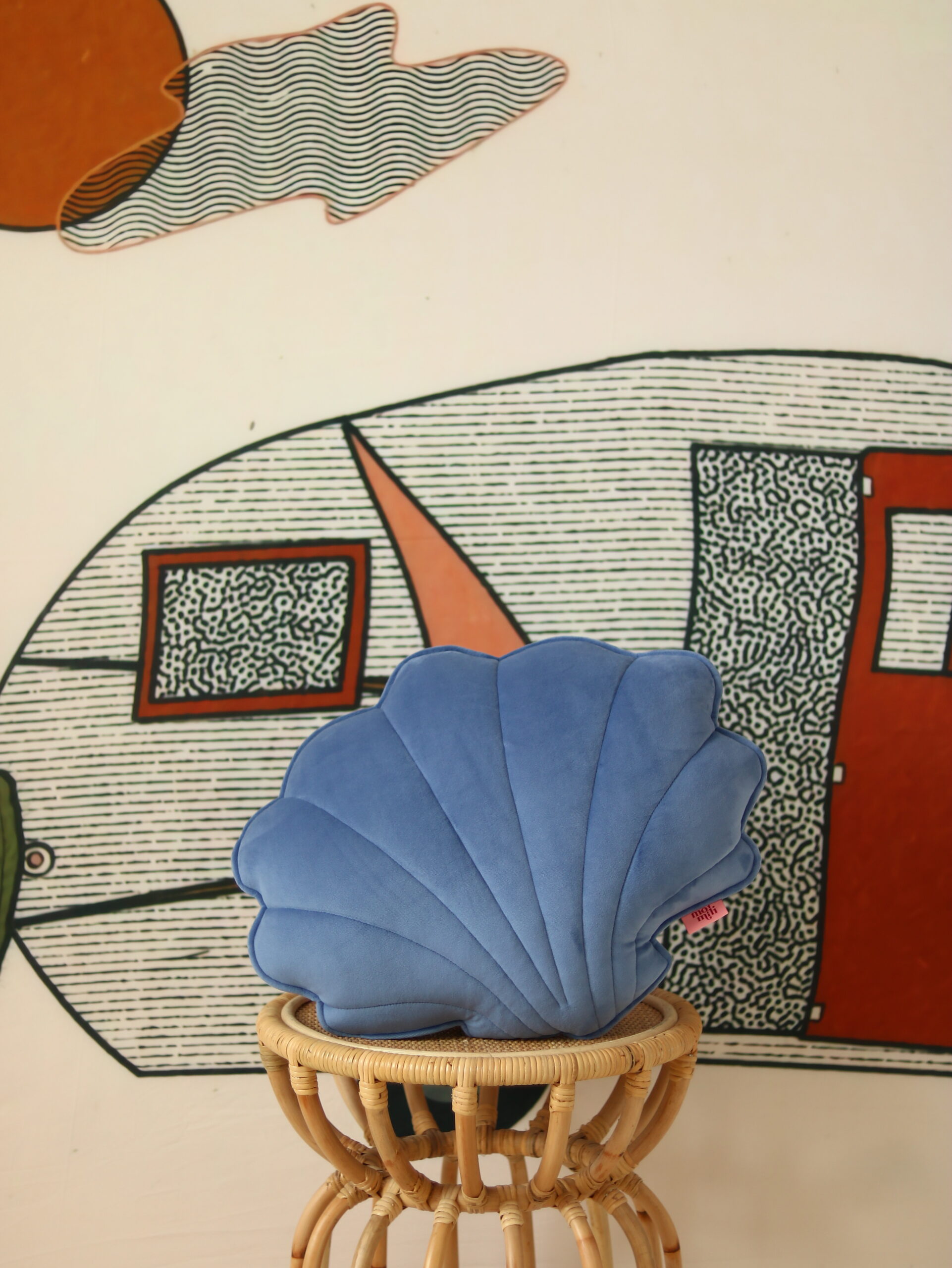 Velvet Shell Pillow – Dark Blue - Image 2