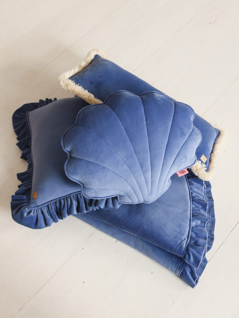 dark blue velvet shell pillow