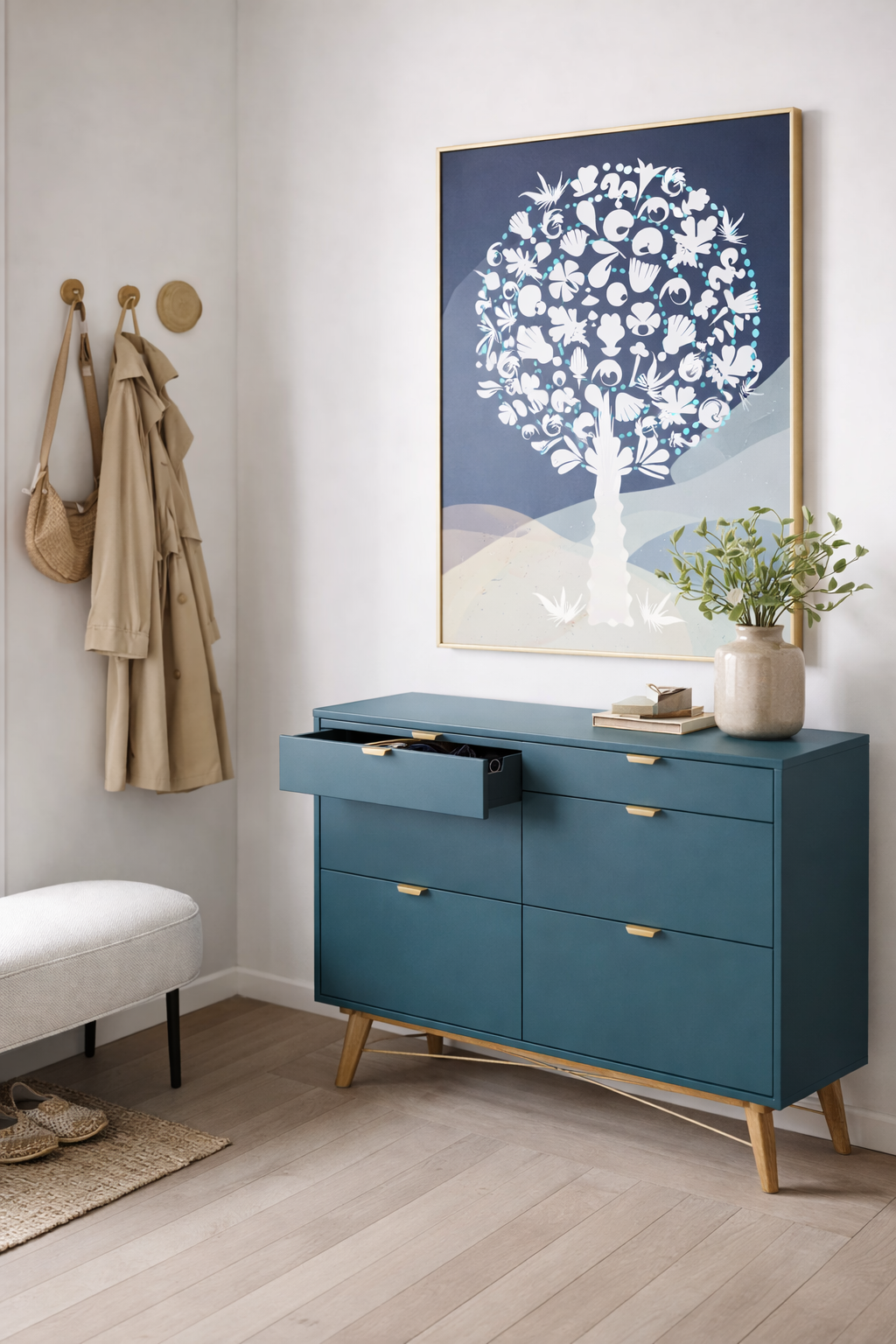 blue medley tree entry space decoration