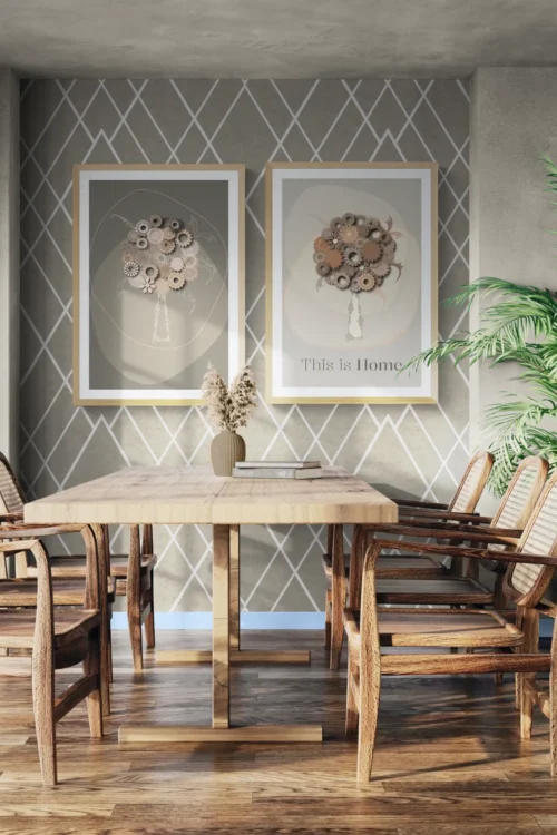 Brown Delicate Relax Printable wall art set in elegant dining