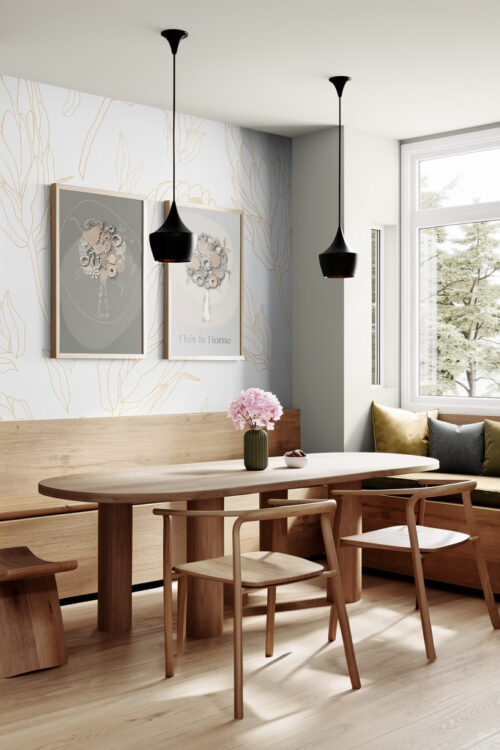 Brown Delicate Relax Printable wall art set in warm dining space