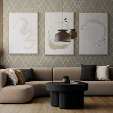 Joli Moments Trio in Modern living room with a large sofa