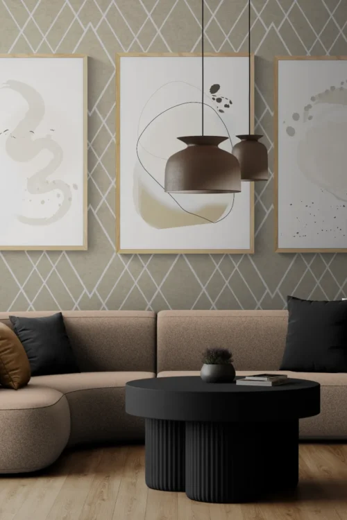Joli Moments Trio in Modern living room with a large sofa
