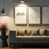 Organic Va Va Voom Trio in Living room with a sofa and grassy plant