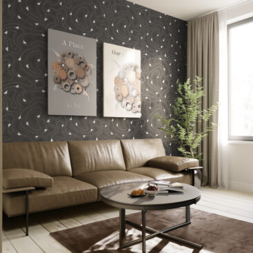 This Grounded Space – Printable Wall Art Duo above sofa.