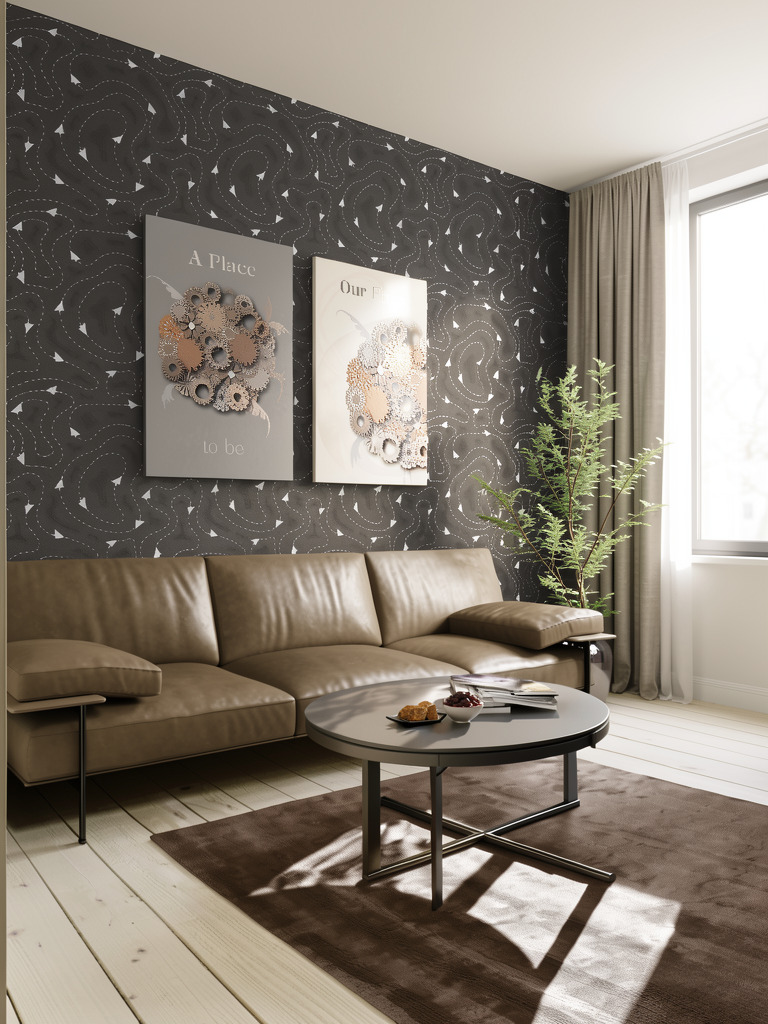 This Grounded Space – Printable Wall Art Duo above sofa.