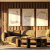 our French Retreat Trio in Modern living room with bifold doors (