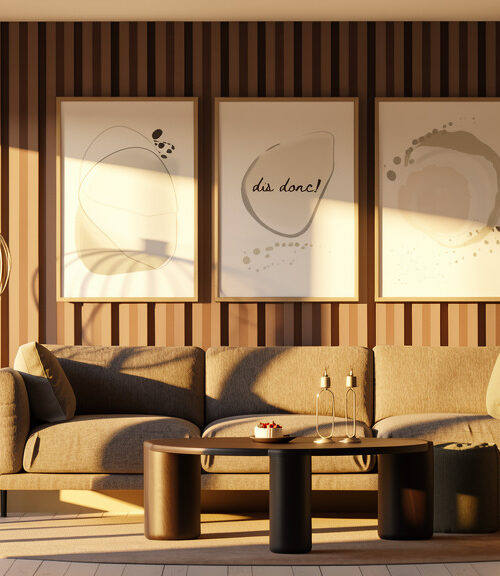 our French Retreat Trio in Modern living room with bifold doors (
