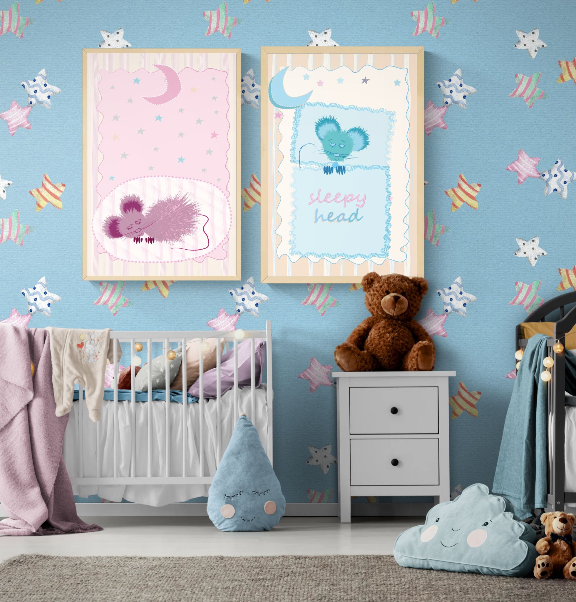 Sleepy Head Duo – Printable Wall Art Set