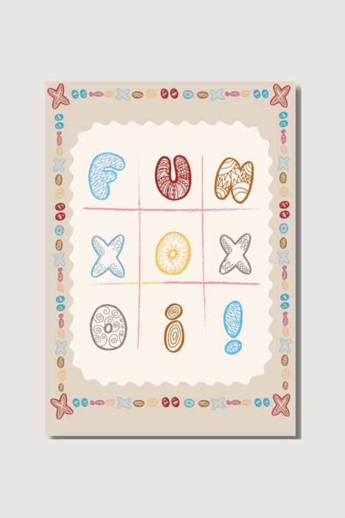 Fun Printable Wall Art | Playful Tic Tac Toe Print | Kids Room Playroom Decor | Digital Download