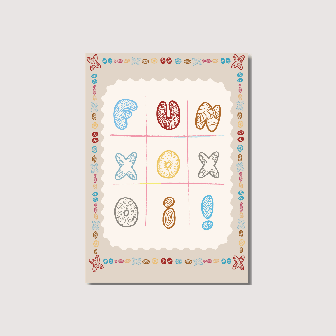 Fun Printable Wall Art | Playful Tic Tac Toe Print | Kids Room Playroom Decor | Digital Download