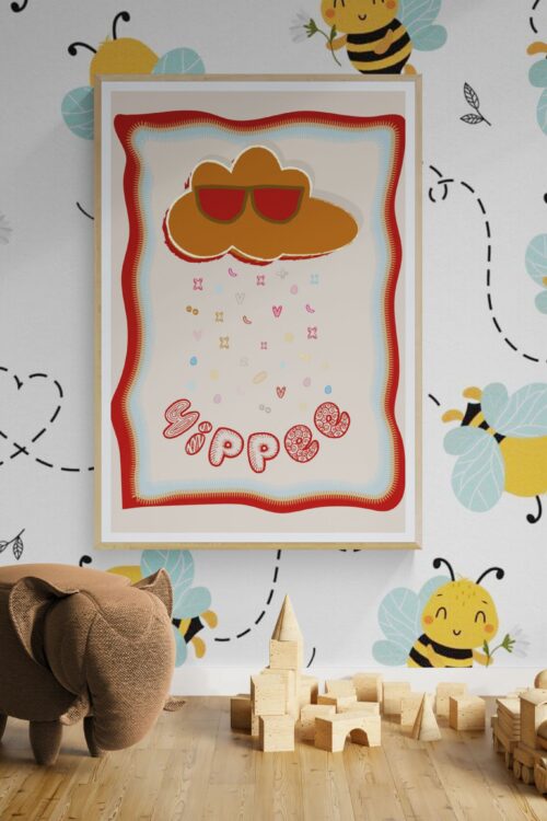 Alternative view of Yippee Printable Wall Art | Fun Cloud & Confetti Print | Kids Room Playroom Decor | Digital Download