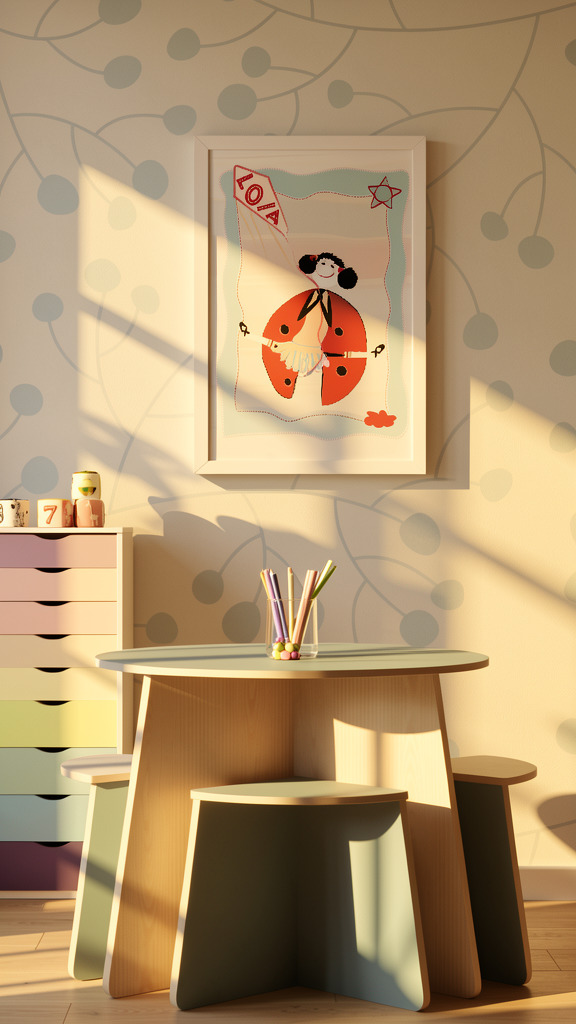 Lola and the Kite Wall Art Print | Dynamic Nursery Girl Room Decor | Colorful Playroom Printable Poster | Instant Digital Download - Image 5