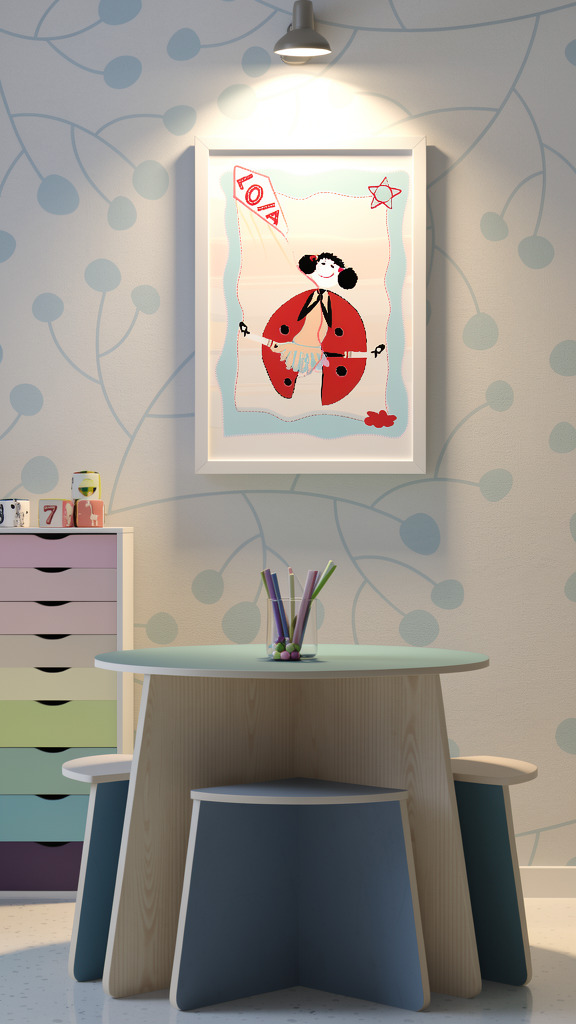 Lola and the Kite Wall Art Print | Dynamic Nursery Girl Room Decor | Colorful Playroom Printable Poster | Instant Digital Download - Image 6