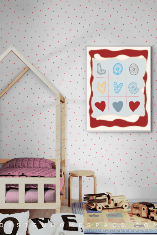 colourful , tic tac toe stye, LOve poster for kids room